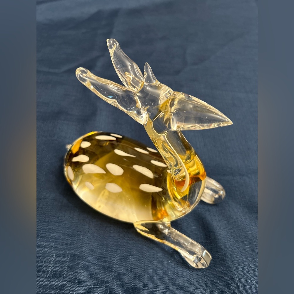 Art Glass Spotted Deer Figurine Blown Glass